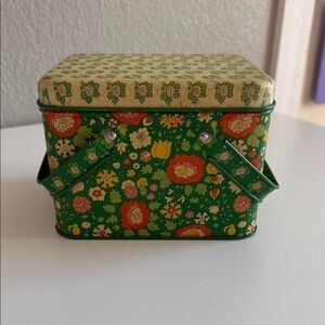 Floral Green Tin Box